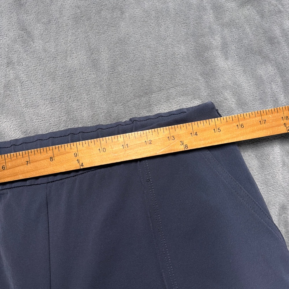St. John Tapered Leg Ankle Pants Womens 10 Blue Elastic Waist Side Zip Hem Slit - Picture 9 of 11